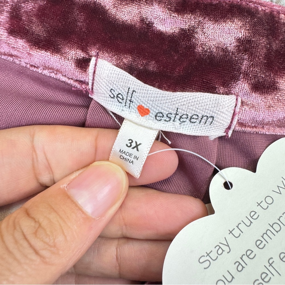 NEW Self Esteem Velvet Cold Shoulder Top Rose Gold Pink Womens size 3X - Picture 11 of 14
